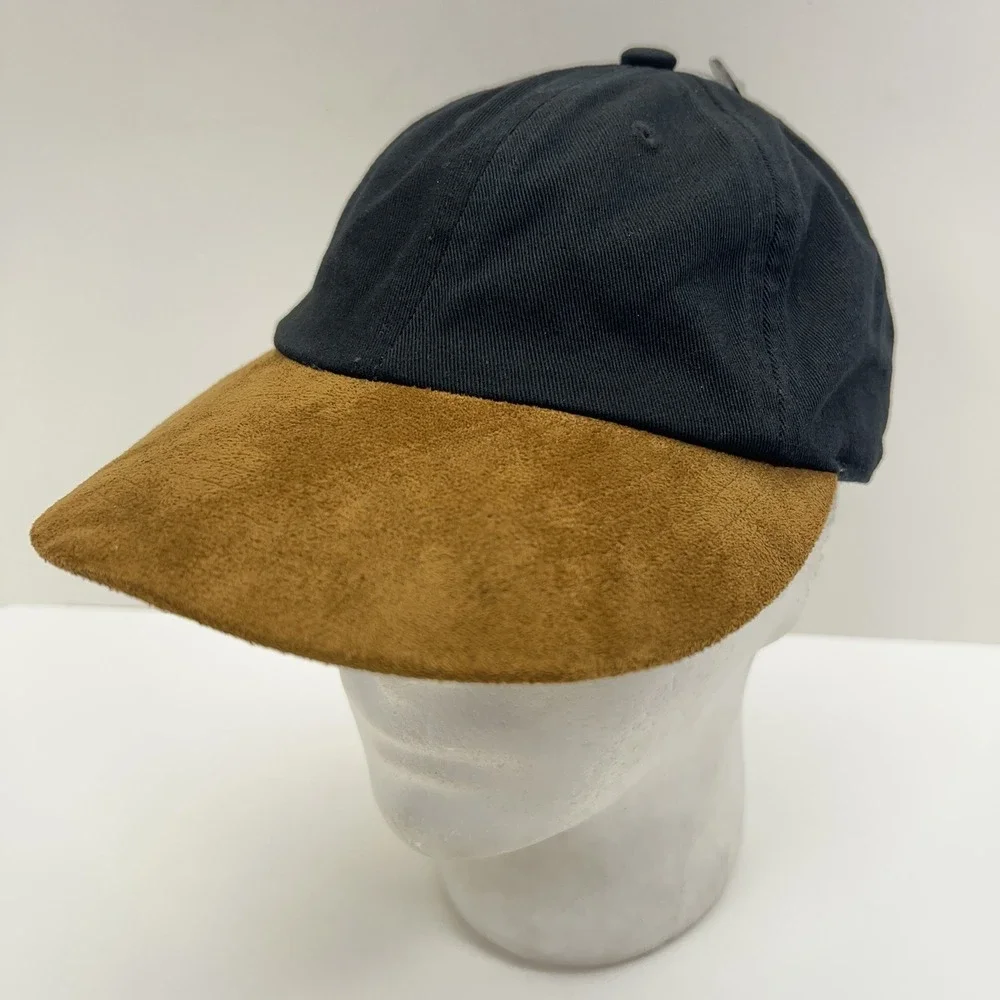 BANANA REPUBLIC Baseball Cap Mixed Media Adjustable Black Tan Strapback Hat NWT